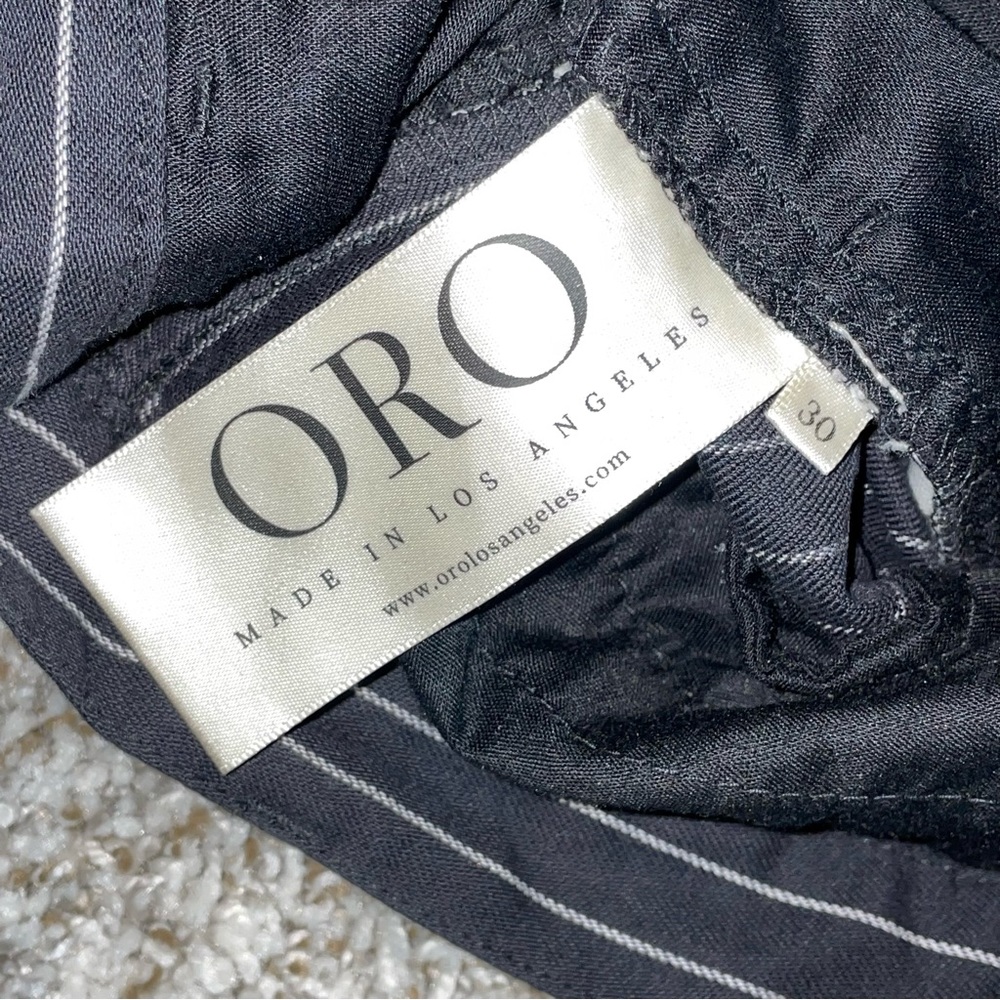 ORO LOS ANGELES Tailored Black & White Striped Pants Size 30 - Picture 5 of 9